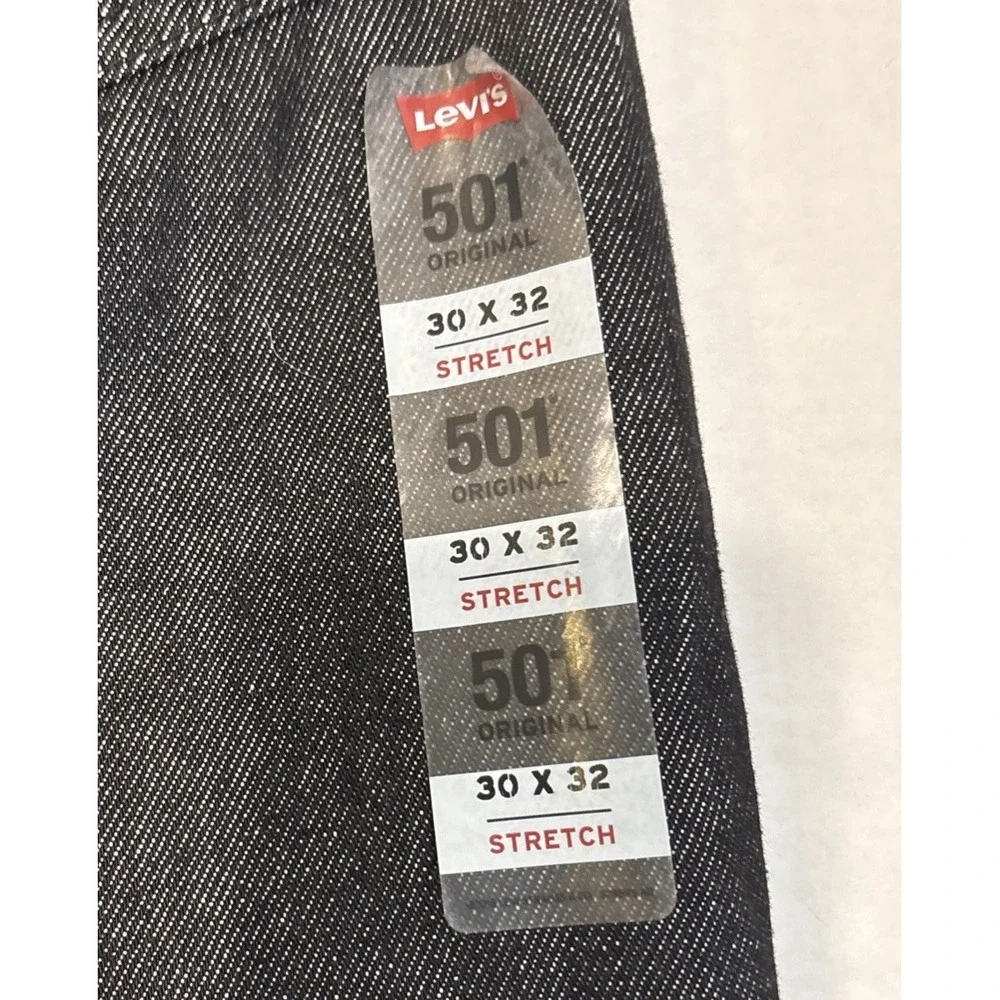 Levis 501 Slim Taper Jeans Mens 30x32 Dark Denim Button Fly Stretch Extensible